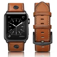 

Genuine Leather Design Dressy Stud Bands with Stainless Steel Buckle for Apple Watch iwatch Strap 42mm 44mm