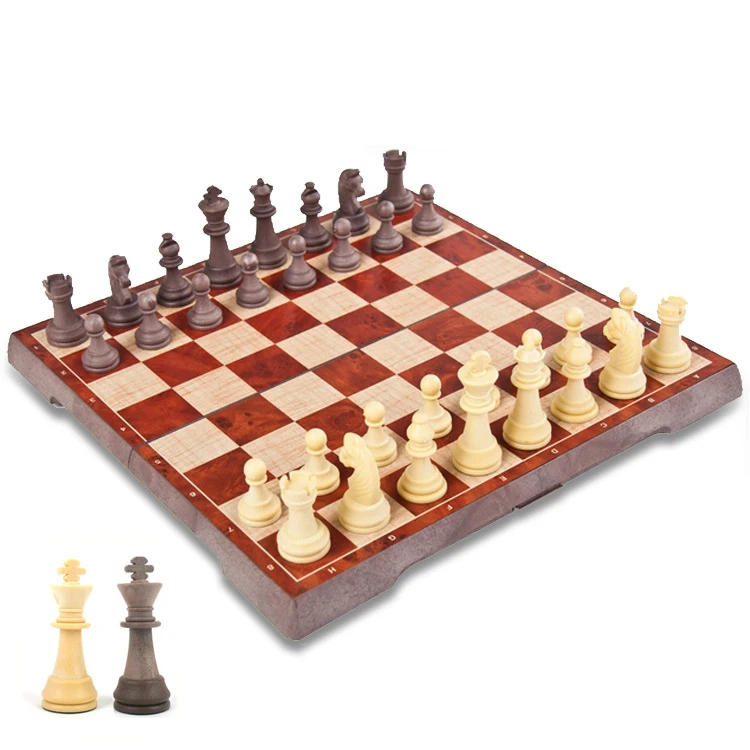 

Fashion puzzle game long life magnetic fold wooden chess board set, Wood grain