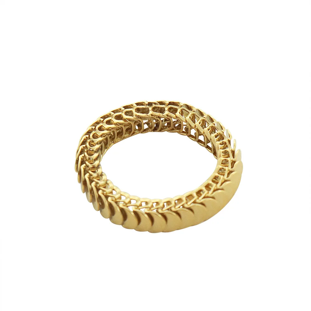 

Ins New Design Jewelry 18k Gold Plated Jewellery Stainless Steel Unique Centipede Chain Ring