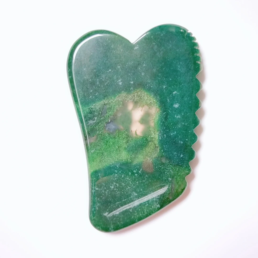 

Hot selling massager guasha tool Moss Agate Square Shape natural guasha boards craping jade