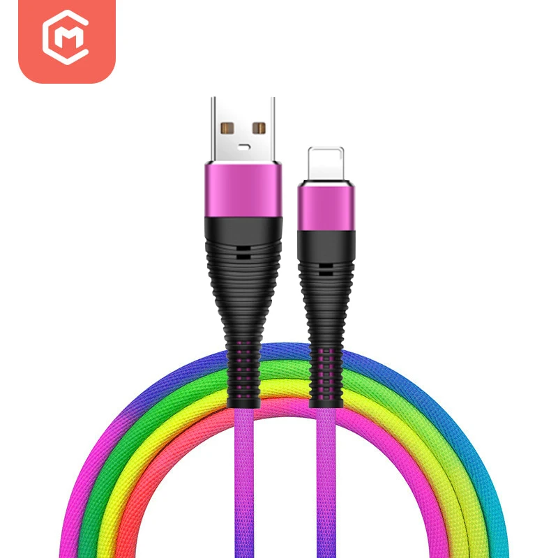 

1.5m Rainbow Charger Nylon Braid Usb Type C Data Charging Cable For Iphone