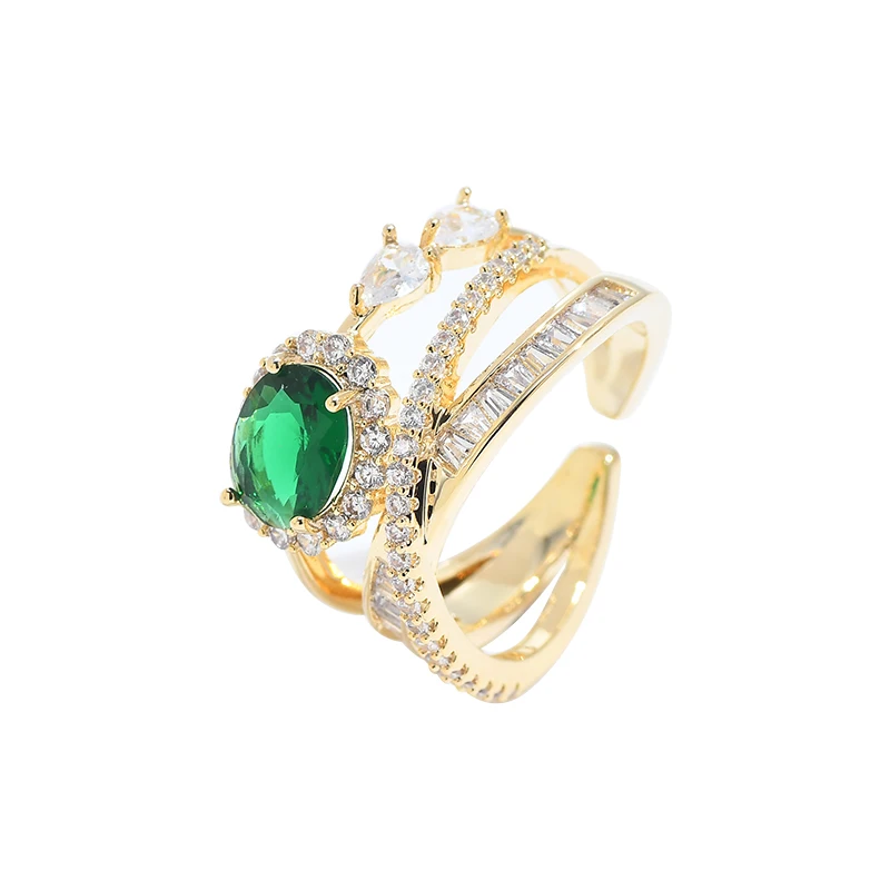 

Han Feng Light Luxury High Grade Exquisite Grandmother Double Layer Open Ring