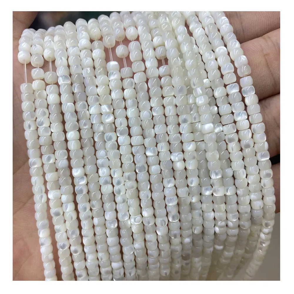 

Natural 3x4mm 4x6mm White Shell Beads Wheel Shape Loose Spacer Heishi Beads For Jewelry Making 15inches