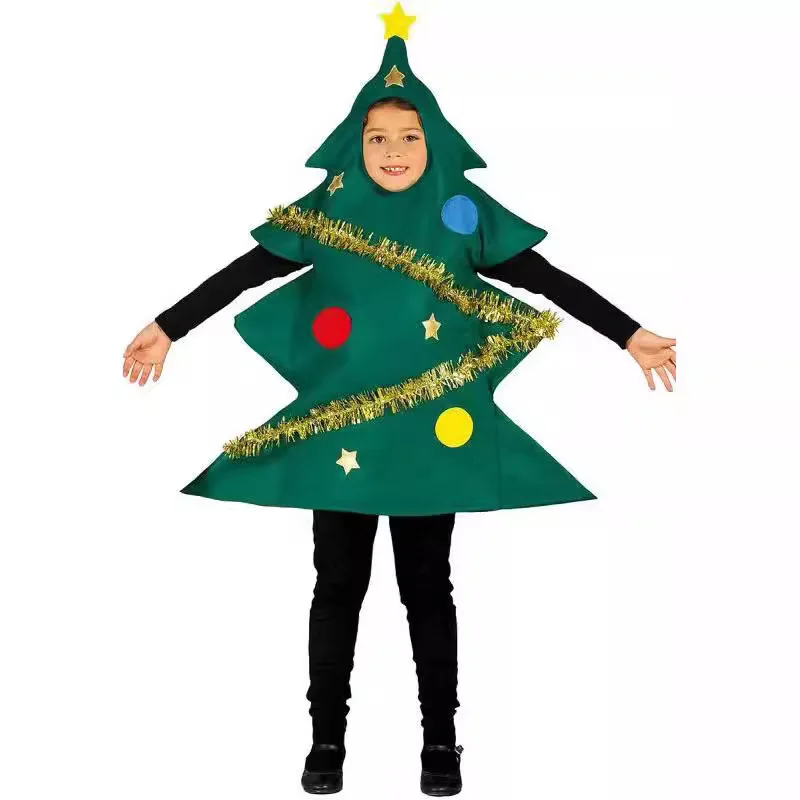 2025 Hot Sale  Christmas Cosplay Costume Cute Christmas Tree Shaped  Dress for Kids Green