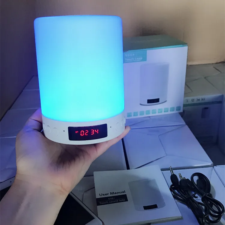 

2019 high quality Portable Touch Sensitive Colorful Lighting lamp Display Screen clock S66 Wireless music Speaker, Multi