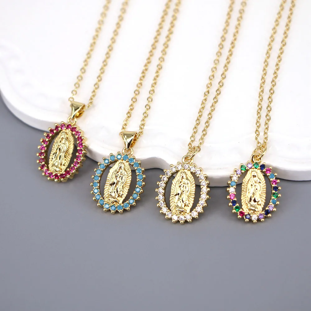 

luxury gold plated virgin mary pendant necklace de guadalupe necklace