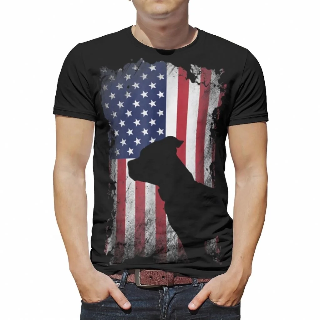 

T Shirt Sport 100% Polyester American Pit Bull Terrier Usa Flag Tshirt Casual Tee Blank Tshirts