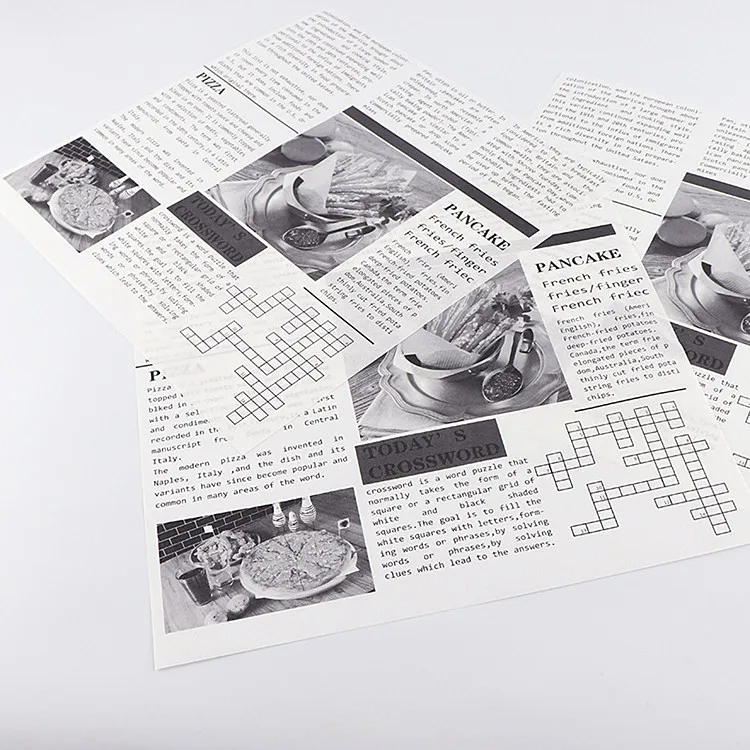 
Newspaper style paper liner greaseproof 