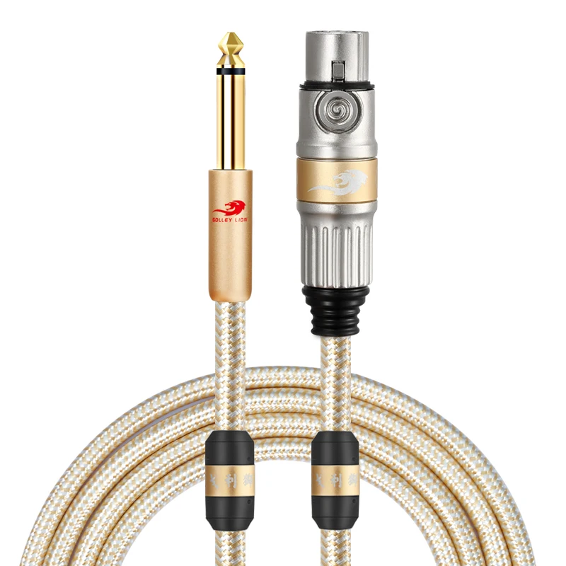 

1/4 Inch 6.35mm Mono TS Male Plug to XLR 3 Pin Female Jack Professional Audio Cable, Customizable