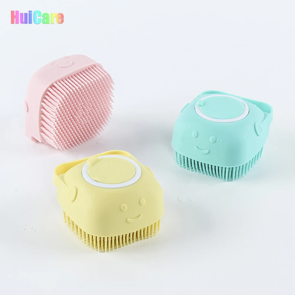 

Soft Shower Baby Silicone Sponge Scrubbing Brush Square Silicone Bath Brush Shampoo Dispenser Brush