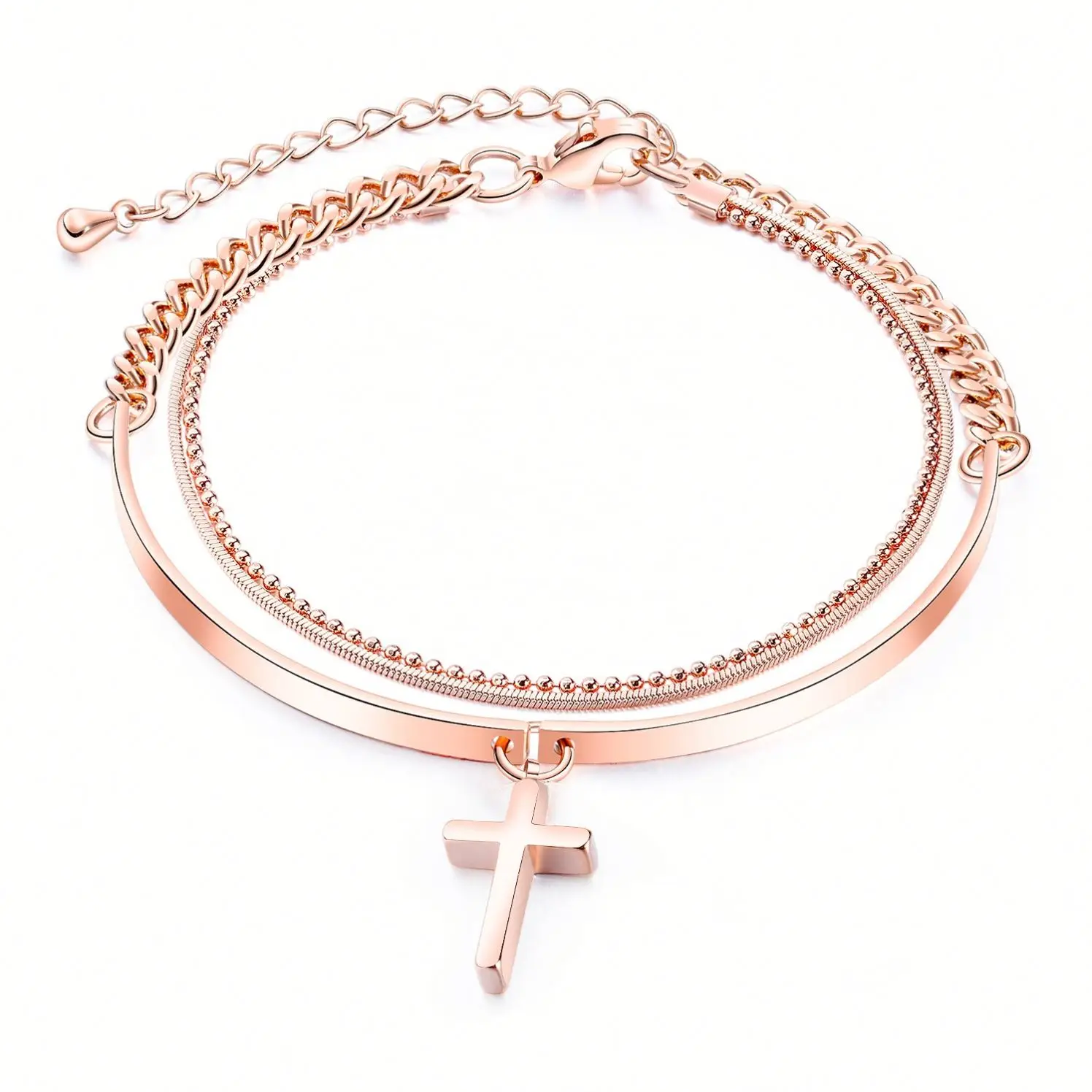 

Simple Double Layer Cross Bracelet Fashion Rose Gold Women's Bracelet