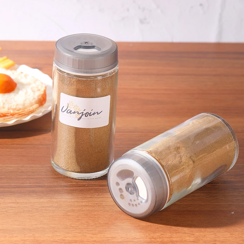 

Clear Glass Bottle For Spice Round Glass Sea Salt Bottles With Twist Lids, Flint