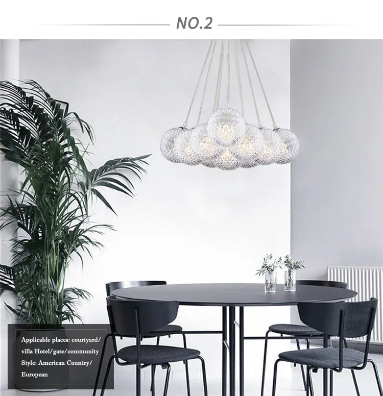 Large Designed Modern Clear Lamp Shade Hanging Pendant Lamp For Dining Room Living Room