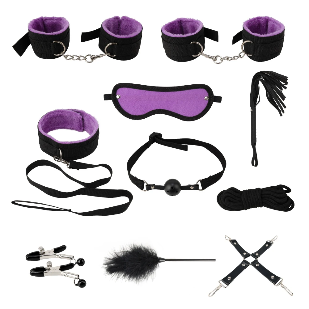 10 Pcsset Sex Products Erotic Adults Games Bdsm Sex Bondage Set Handcuffs Nipple Clamps Gag