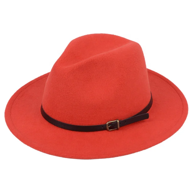 

Wholesale New Suede Belt Solid Jazz Caps Wool Fedora Hat, As pic show