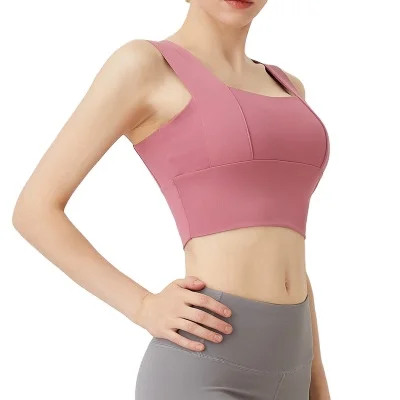 

Ladies slim fit sports bra fitness shockproof breathable strap stretch vest top