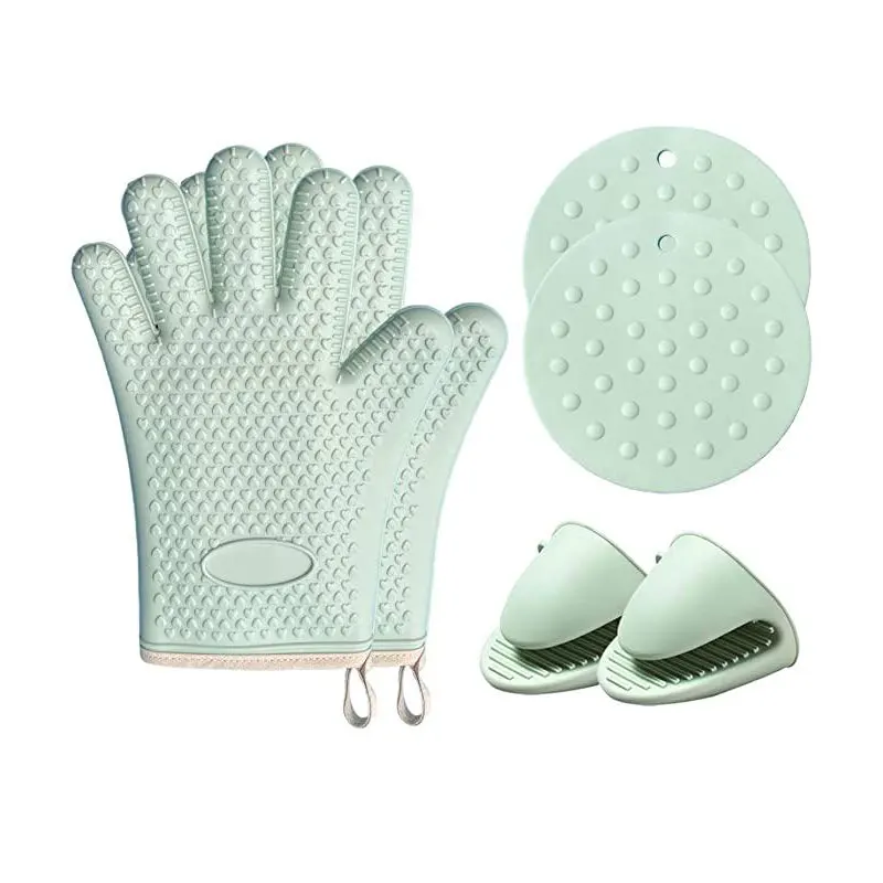 

Kitchen Gloves Set Silicone Microwave Grill Oven Mitts Non-slip Anti-scalding Heat-insulation Dish Clamp Pot Pan Gripper Clip