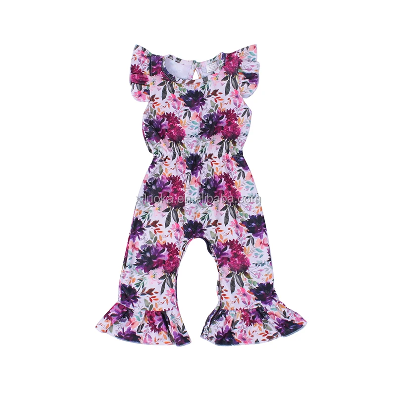 

Flutter Sleeves Romper Floral Baby Girls Romper Toddler Baby Jumpsuit, Picture