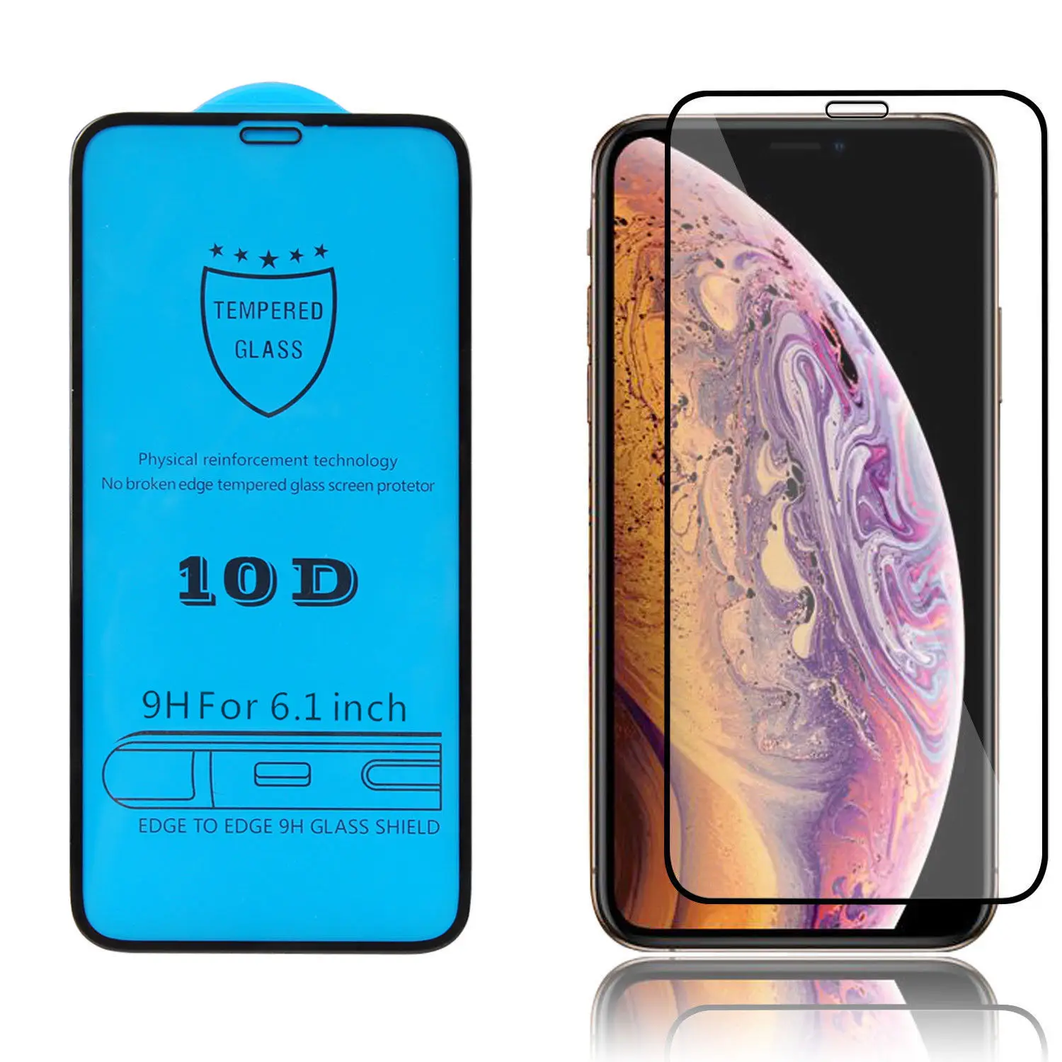 

10d 9h 0.33mm Case Friendly Full Cover Mobile Screen Tempered Glass Screen Protector For iphone 11 pro max XS XR