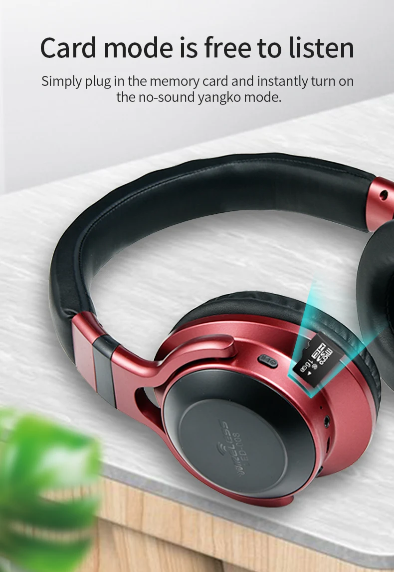 LED-008 LED Light Wireless Bluetooth Headphones 3D Stereo Earphone With Mic Headset Support TF Card FM Mode Audio Jack