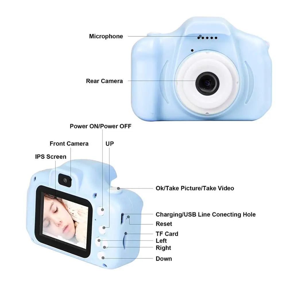 

CHRT Shenzhen Waterproof Instant Child Action Camera Toy Mini Cheap Kids Digital Camera For Child Kids Images, Blue, green, pink