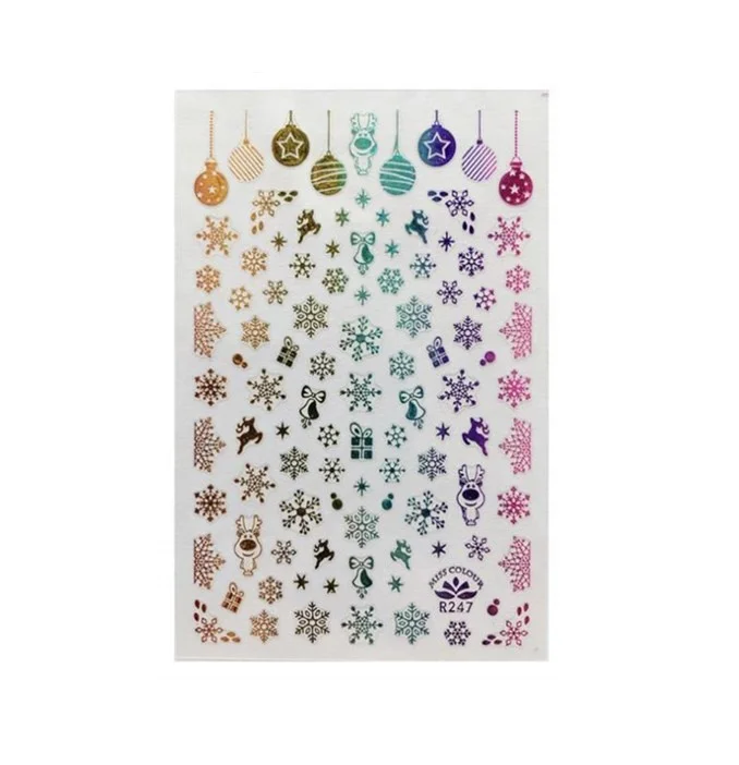 

Nail Xmas Design gold Christmas white snowflakes nail decals 3D nail sticker, Color