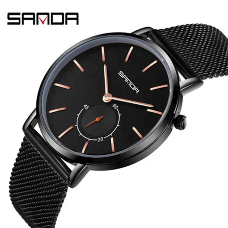 

SANDA Men's Fashion Watch Mesh Belt Mesh Belt Calendar Quartz Sport Watches Business Casual Watch for Man Clock