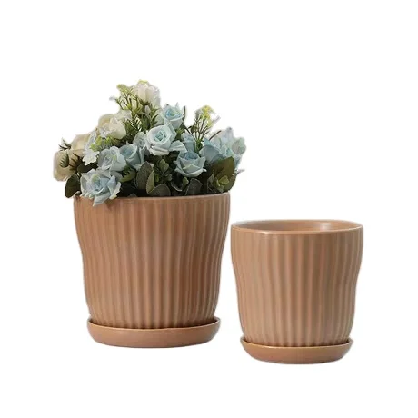 
North Europe simple ceramic flowerpot table top phalaenopsis orchid belt tray custom Chinese manufacturer 