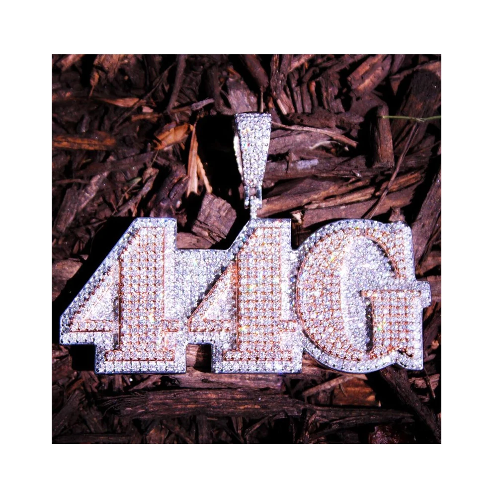 
hiphop style custom jewelry 925 sterling silver hand paving diamond double layer custom pendant 
