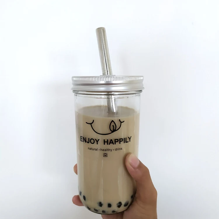 

24oz reusable glass bubble tea cup with 12mm straw