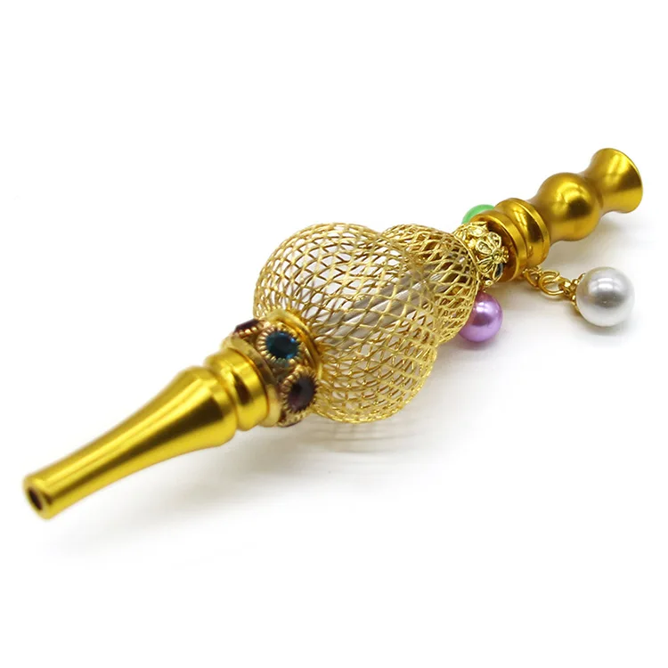 

Hollow out accessories pipes with diamond gold cigarette lip water pipe smoking pipe