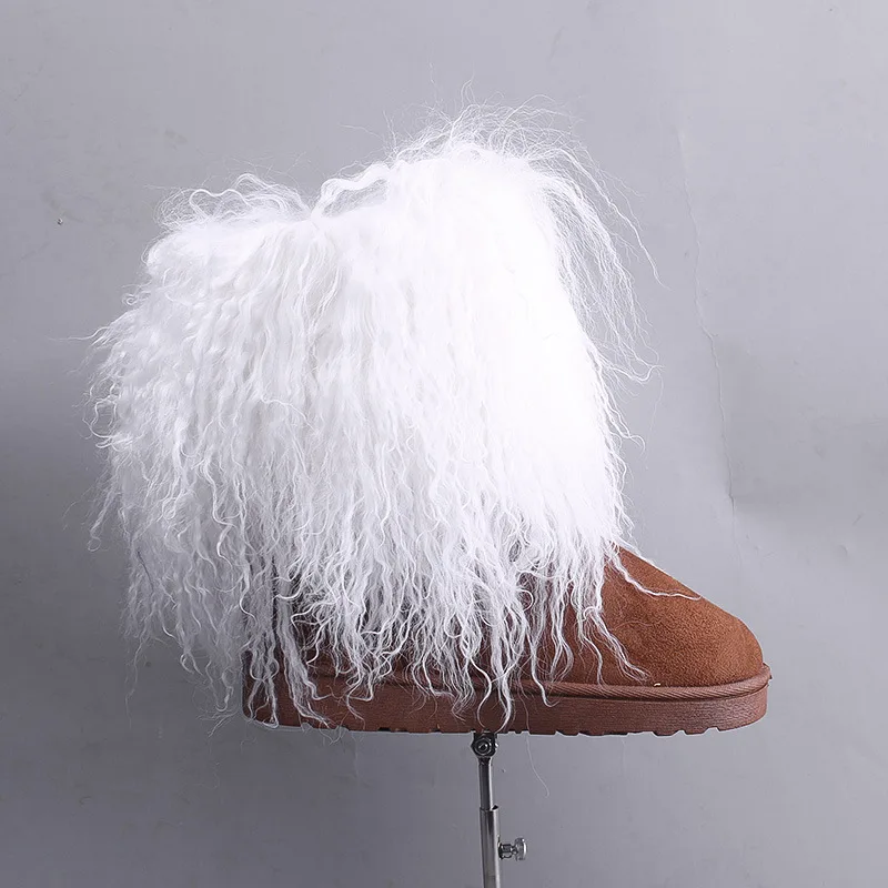 

YL11 Ladies Fashion Faux Sheepskin Boots 2020 Furry Fur Boots For Women, As picture or custom