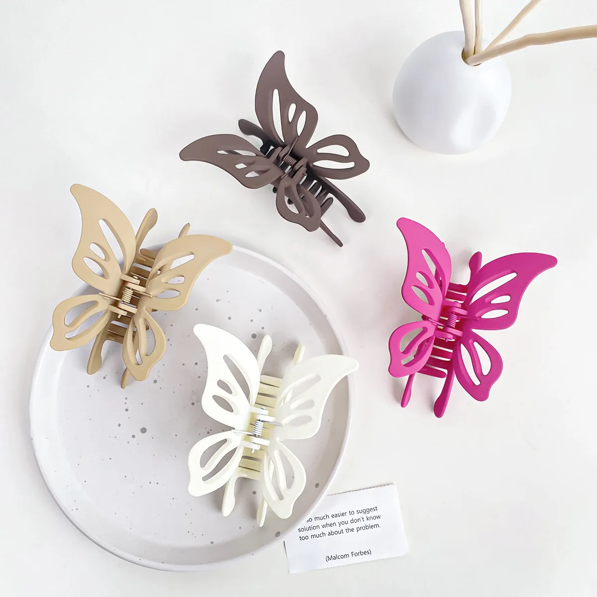 

9 cm wholesale classy custom solid color butterfly large size girls lady hair accessories hair claws for women