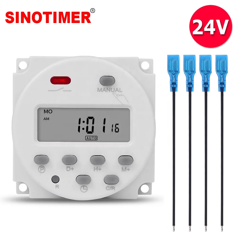 CN101A DC/AC 24V 16A 7 days Programmable Digital LCD Timer Time Relay CN101 Programmer for Lighting/Pool/Gate/Sprinklers