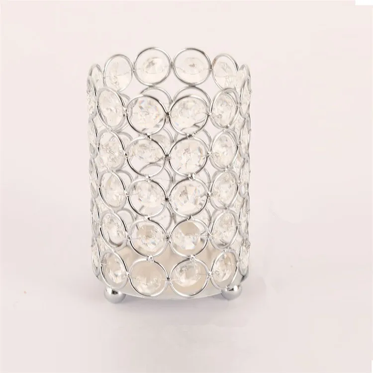 Gold And Silver Crystal Candle Holder Cylinder Diamond Nail Brushes Beauty Makeup Brush Stand