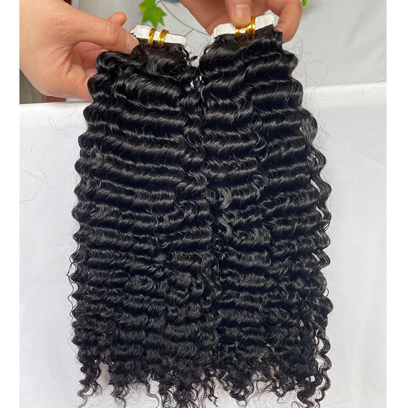 

Unprocessed Virgin Hair Wholesale Burmese Curly Hair Tape Raw Burmese Curly 8"-30" Natural Color With Factory Price