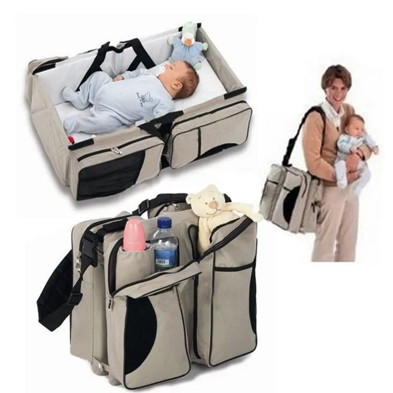 

Portable outdoor changing set multifunction baby bags for mother mummy baby travel diaper bag baby bed