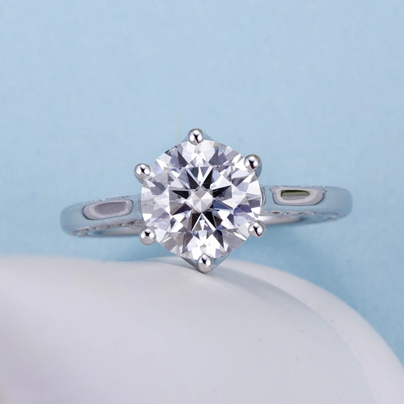 

6 prongs set moissanite jewelry ring round brilliant cut solid white 10k/14k/18k gold moissanite engagement ring