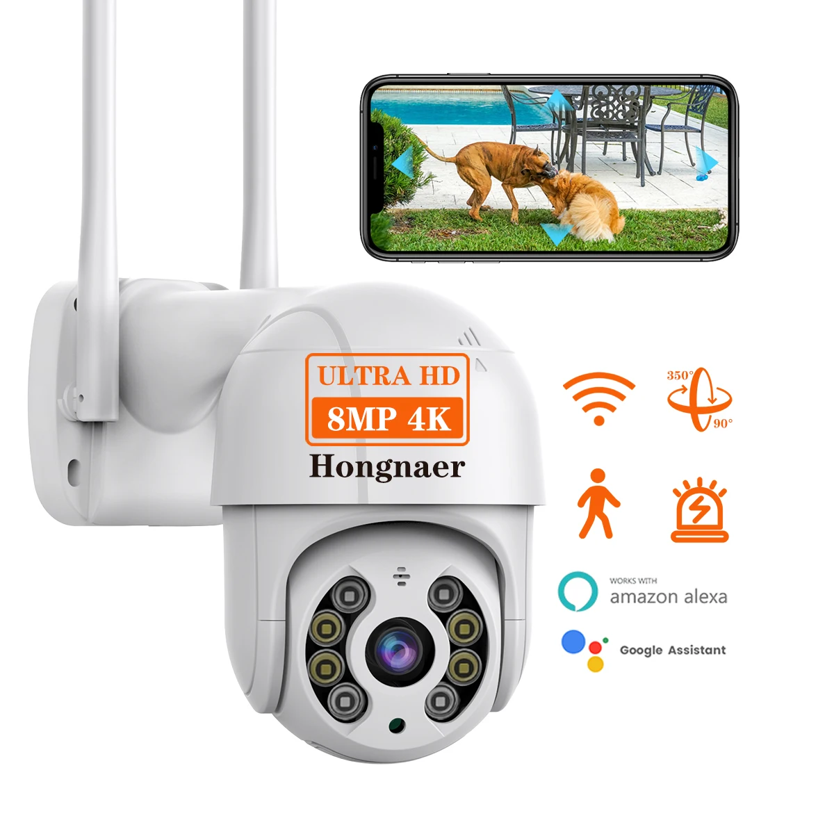 

Alexa Night Vision Auto Tracking 8MP 4K iCSee APP Outdoor Video Surveillance PTZ Dome Wireless IP Home Security CCTV WiFi Camera