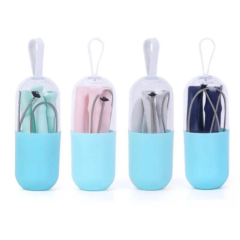 

Hot Sale BPA Free Food Grade Drinking Folding Collapsible Silicone Travel Straw with Case, Pink,green,grey,dark blue