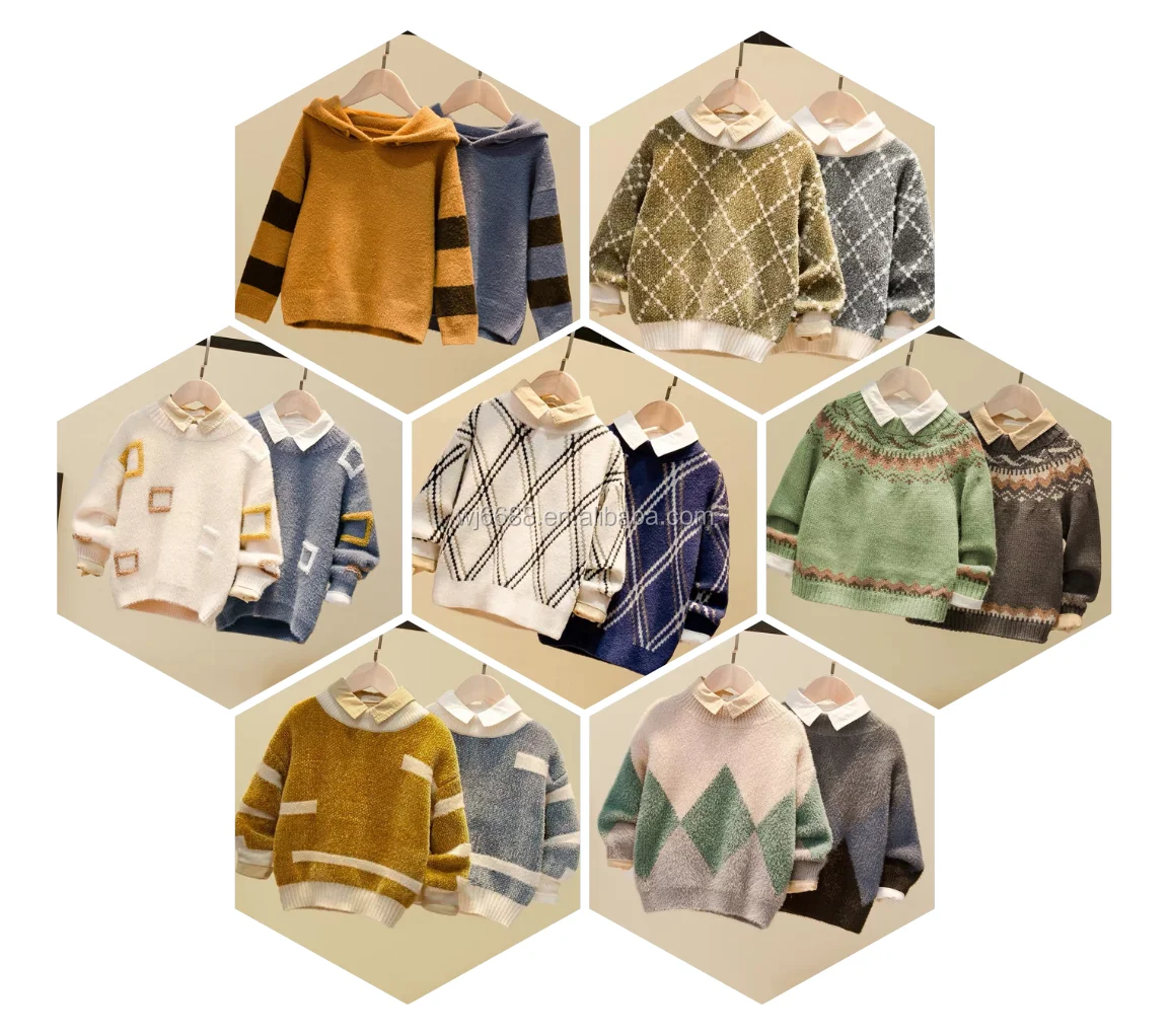 

2020 Korean style O-neck Cartoon jacquard knitwear cardigan sweater for kids boys