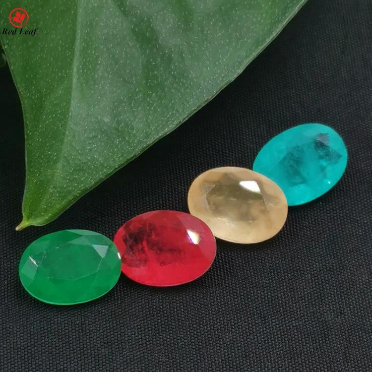 

Redleaf Wholesale Gem Oval Stained Glass Gemstone Synthetic Fusion Loose Stone Tourmaline