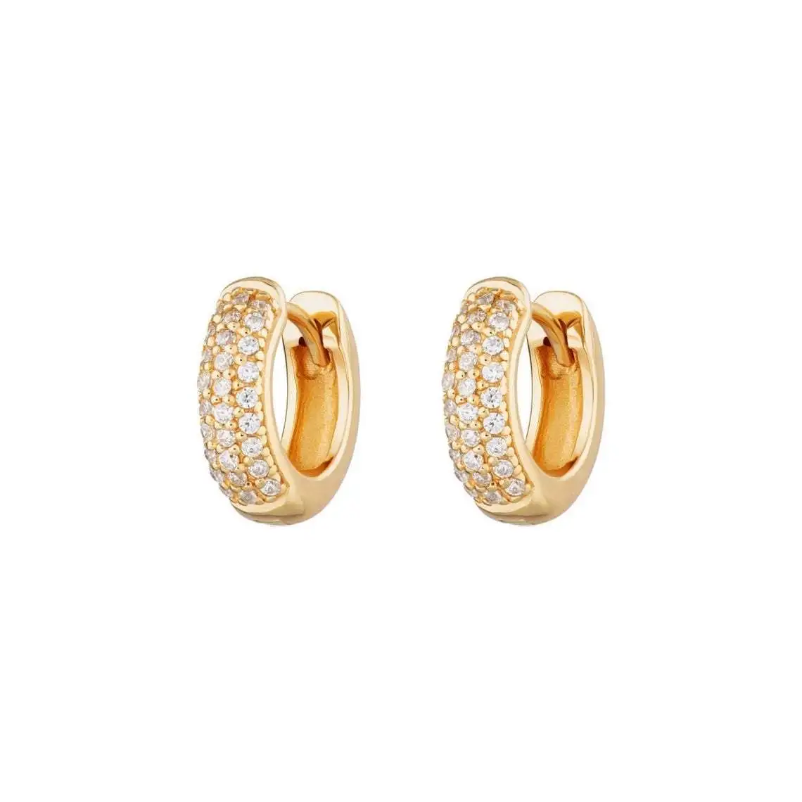 

Luxury Jewelry For Women 925 Sterling Silver Wholesale 18K Gold Plated Dazzling Pave Huggie Hoop Earrings With Cubic Zircon