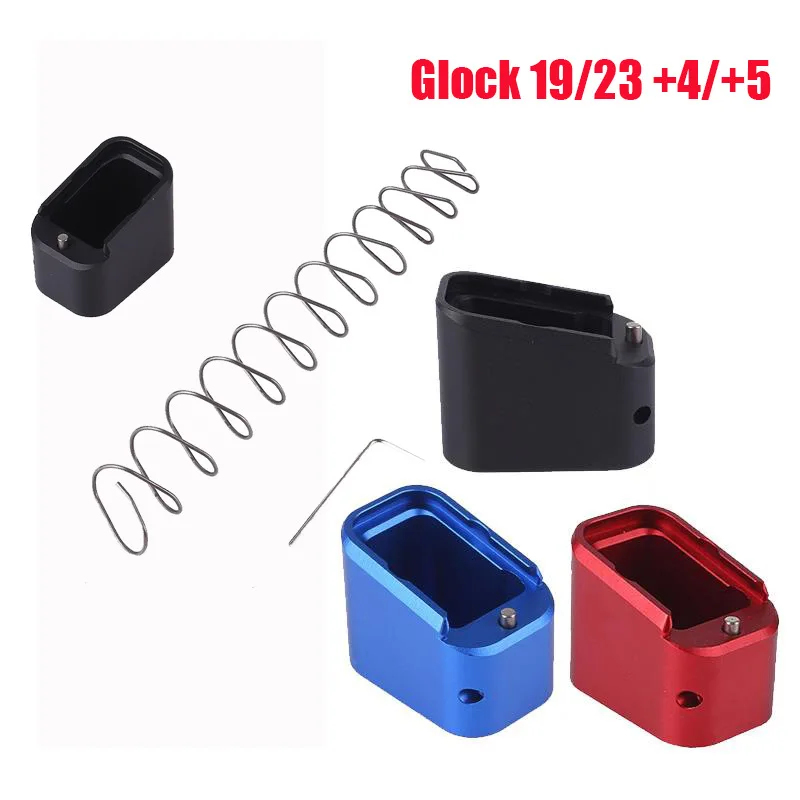 

Tactical Magazine Extension Base Pad Glock 19/23 +4/+5 With +10% Spring Aluminum Mag Base Extender Hunting Gun Accessories
