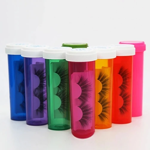 

2020 New Private Label Pill Bottle Custom Eyelash Packaging 3D 5D Mink Lashes Flufly 25mm Eyelash For Eyelash Case Box, Natural black mink eyelashes