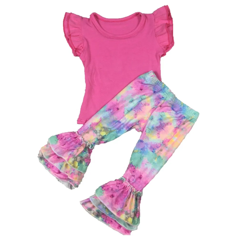 

Baby boutique three layers ruffle fall long legging pants baby clothes two-layer flutter soild top set, Color chart