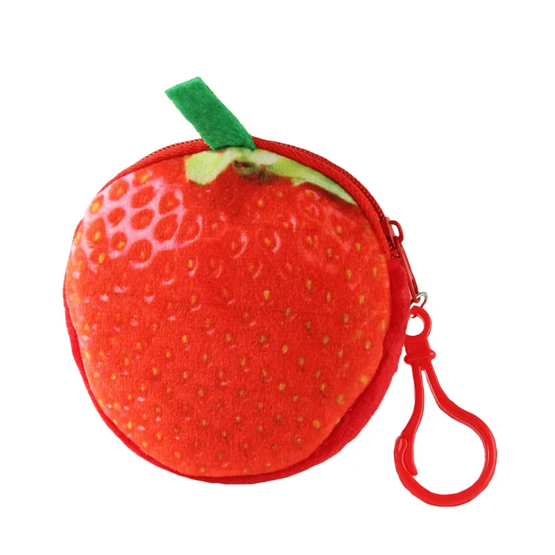 

Zhejiang plush coin big cute portable hook lady simulation fruit high quality kids coin purses mini coin purse keychain, Many colors