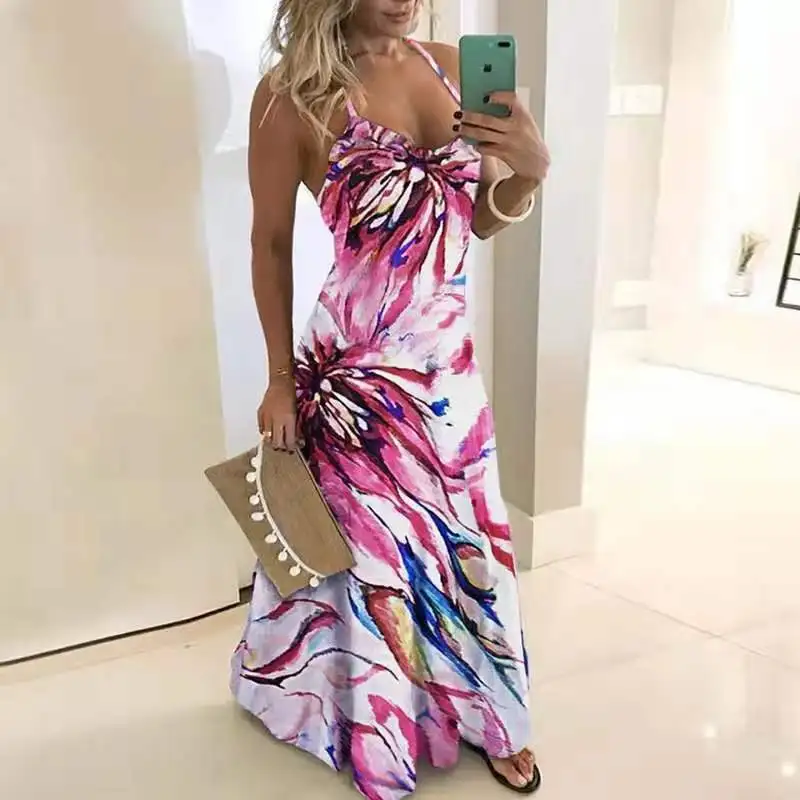 

WENS Free shipping Fast delivery women's printed slip dress sexy club wear maxi summer dress for ladies, Picture colors