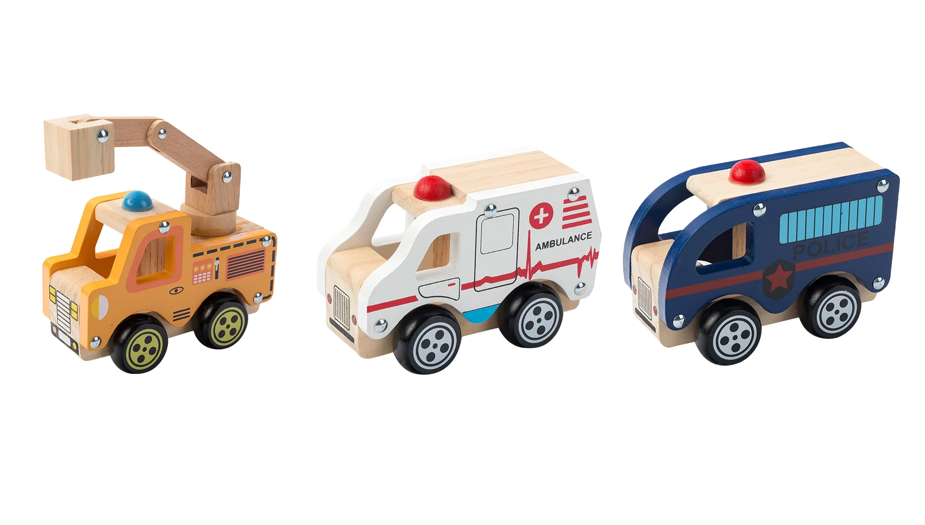 Kids Toys Wooden Children Mini Ladder Fire Truck Car Friction Truck