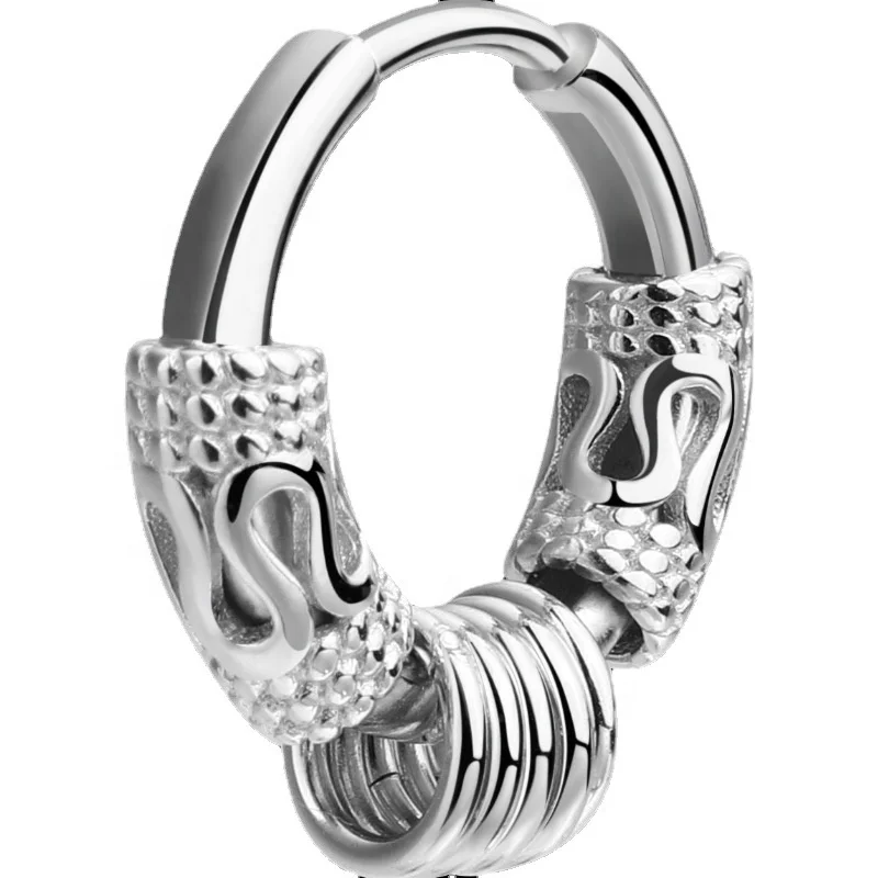

custom Jewelry fashion 925 silver hoop earrings Men gold plated trendy retro Party gift sterling silver earrings, White gold (rose gold, yellow are avaliable)